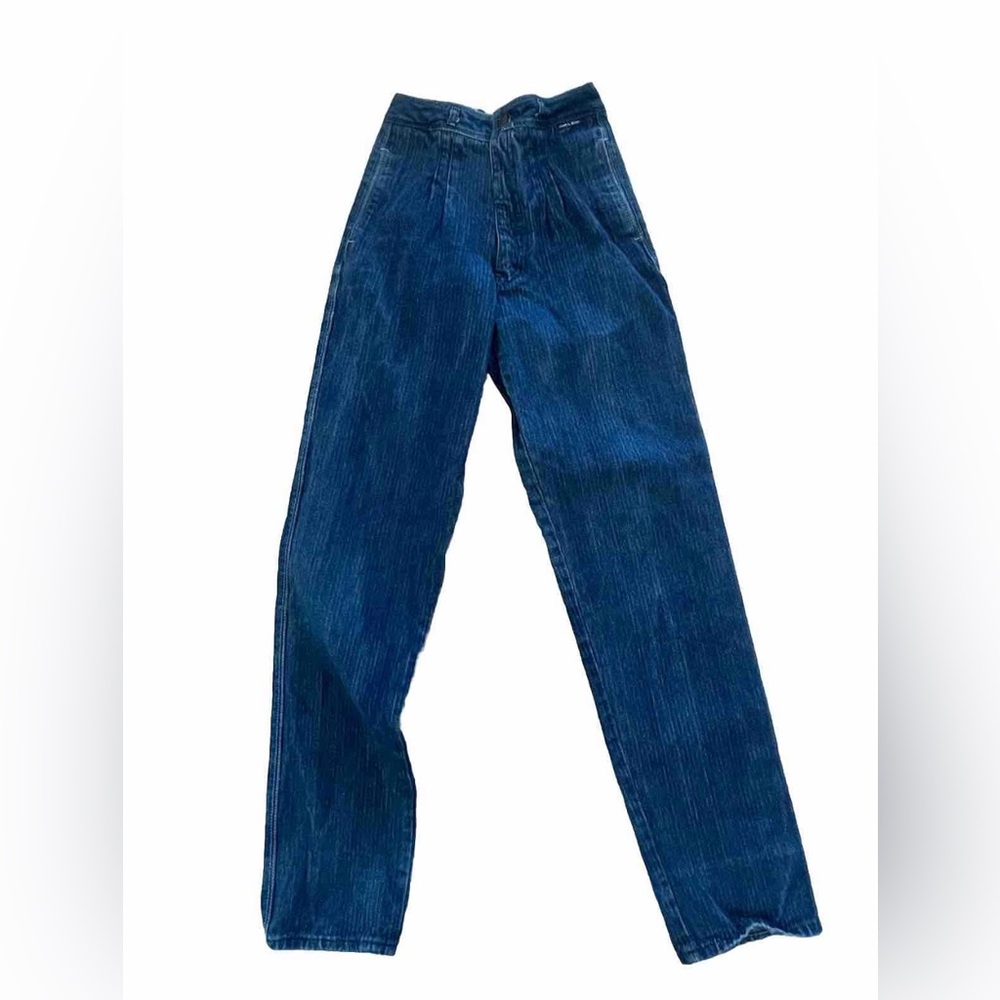 Dark Blue Denim High-Rise Trousers